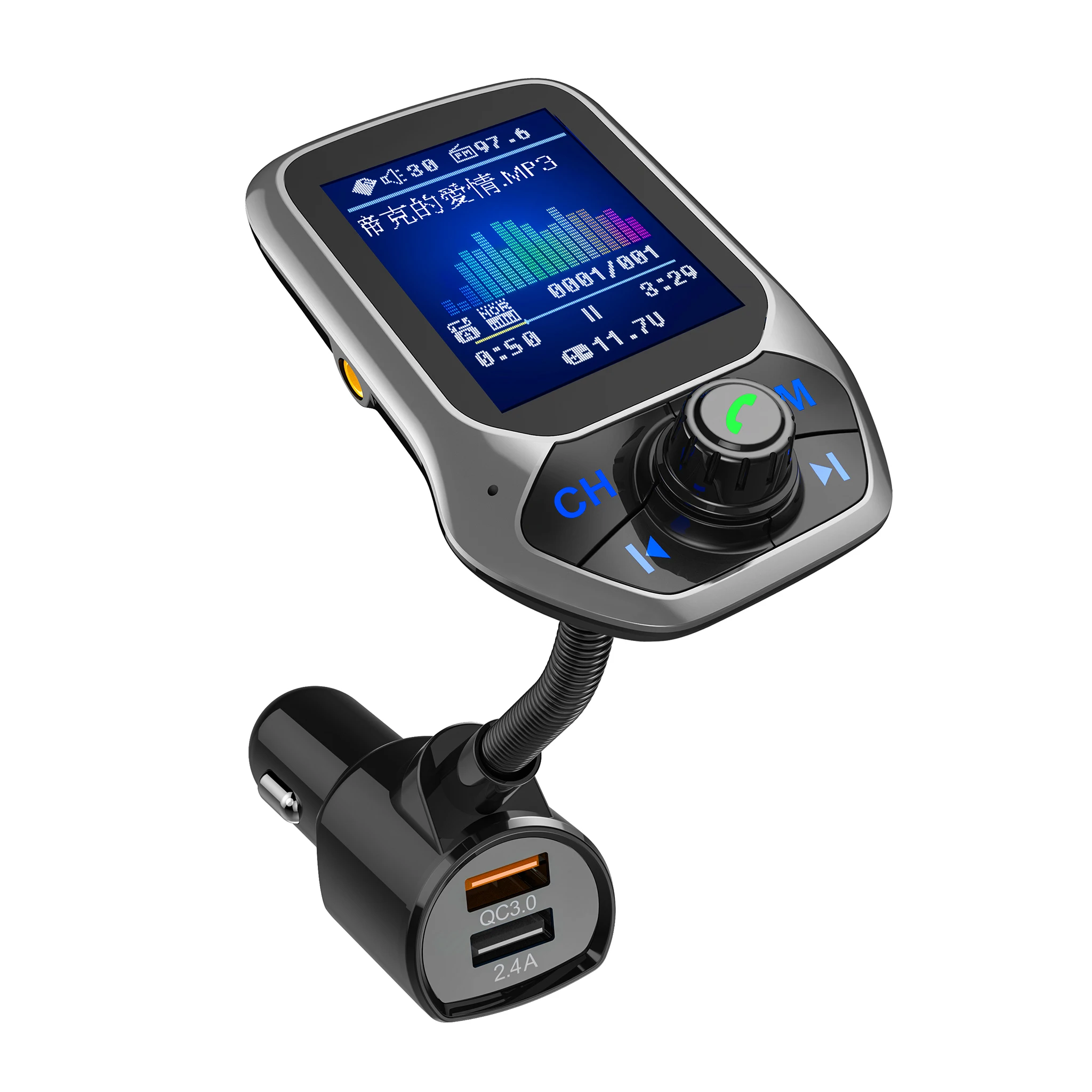 Bluetooth автомобильный комплект громкой связи T43 1 8 &quotцветной экран USB 3 0 Быстрая
