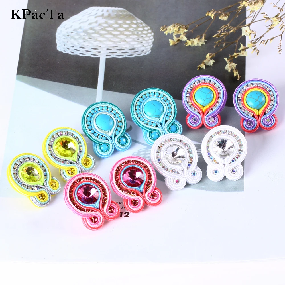 

KPacTa Light Luxury Handmade Weaving Soutache Drop Earring Ethnic Jewelry Female Crystal Earring Banquet Gifts boucle d'oreille