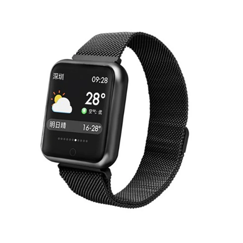 black Умный браслет для женщин спортивный smartband монитор сна розовое золото фитнес-браслет погода трекер активности для iphone+ наушники подарок - Цвет: black