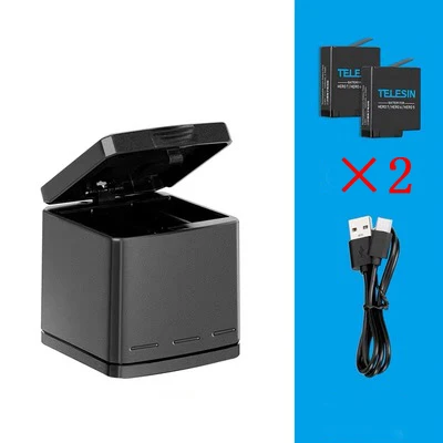 Standard Set C 3 способ зарядное устройство и USB батарея зарядки коробка для хранения type-C кабель для GoPro Hero 8 7 черный 6 5 Аксессуары для экшн-камеры - Цвет: Standard Set C