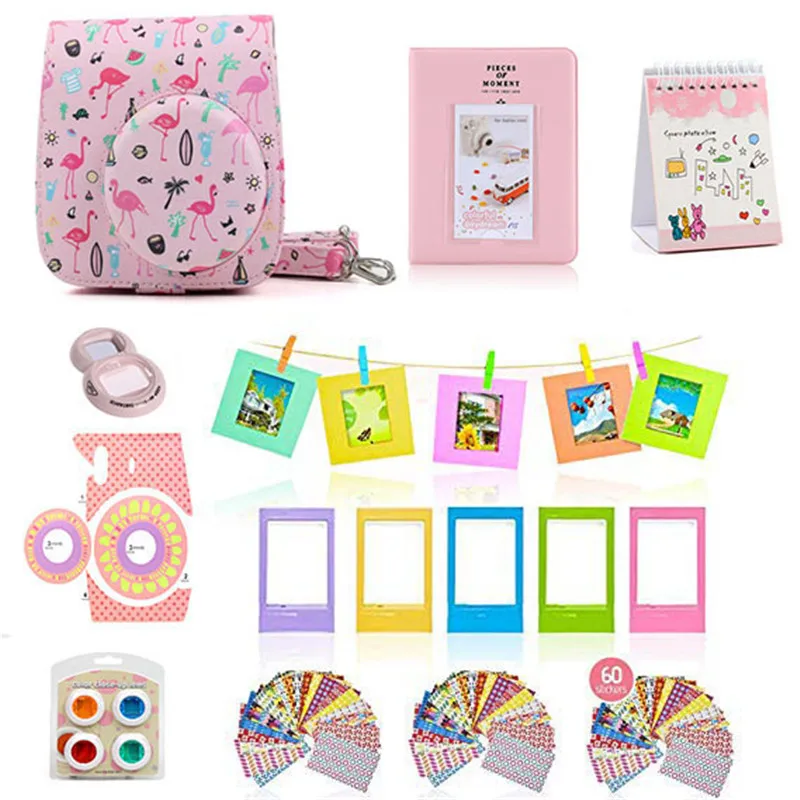 Светло-зеленый 9 in 1 Accessories Kit for Fujifilm Instax Mini 8/9 Camera Painting Carrying Case Bag Cover/Selfie Mirror/Filter/Album/Sticker - Цвет: Светло-зеленый