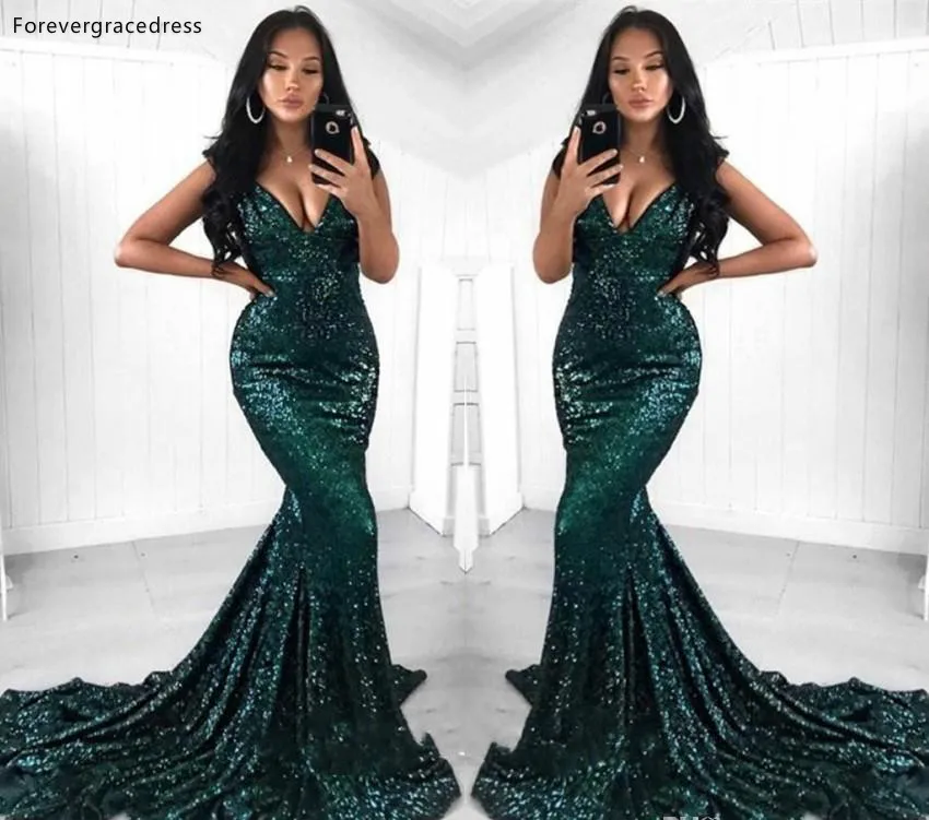 Sexy Dark Green Prom Dresses 2019 South African Black Girls Mermaid Holidays Graduation Wear Party Gowns Plus Size Custom Made
