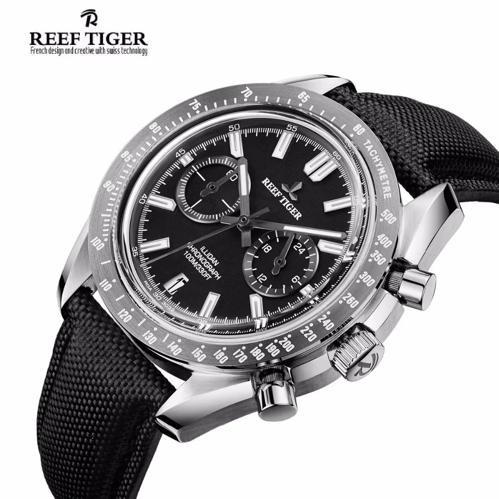 Бренд Reef Tiger Роскошные мужские часы спортивный хронограф водонепроницаемые