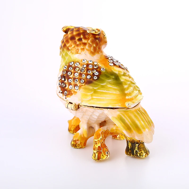 2 5 дюймов металлическая Сова безделушка коробка кольцо с кристаллом животное