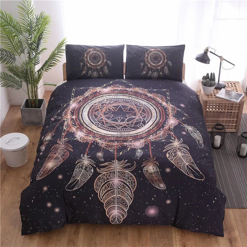 

Home Textile Tropical Style Bed Cloth 3D Printing Dreamcatcher Comfy Bed Linen Duvet Cover Set Adult's Bed and Bedding Sets