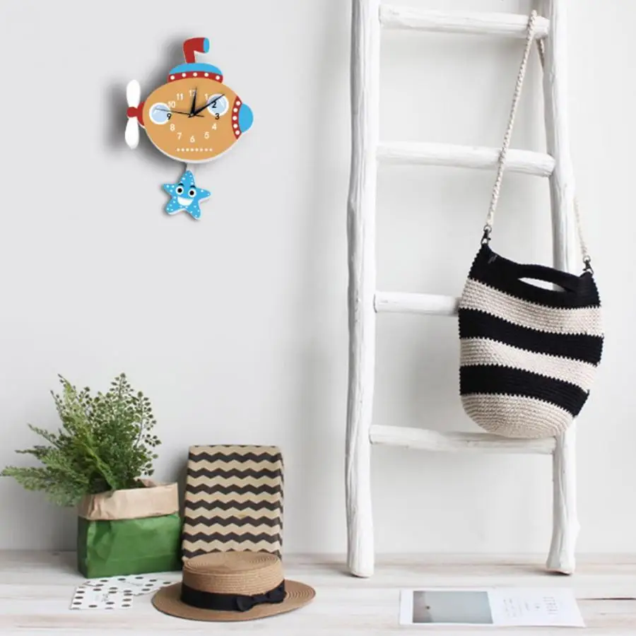 Modern Cute Cartoon Shape Pendulum Wall Clock DIY Decor for Kids Room Bedroom Decoration | Дом и сад