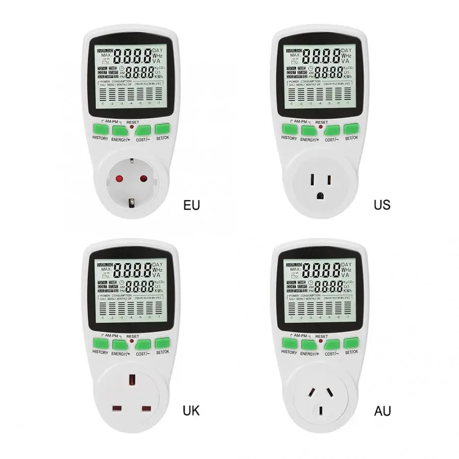 Цифровой ваттметр измеритель электроэнергии потребляемая мощность кВтч-9999 кВтч