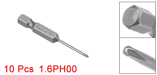 1.6PH00 UXCELL 10 шт. 1/" Шестигранным хвостовиком Phillips 1,6/2,5/2/3,5/3 мм PH00 PH0 PH1 Магнитная отвертка S2 насадки для отвертки 50 мм Длина - Цвет: 1.6PH00
