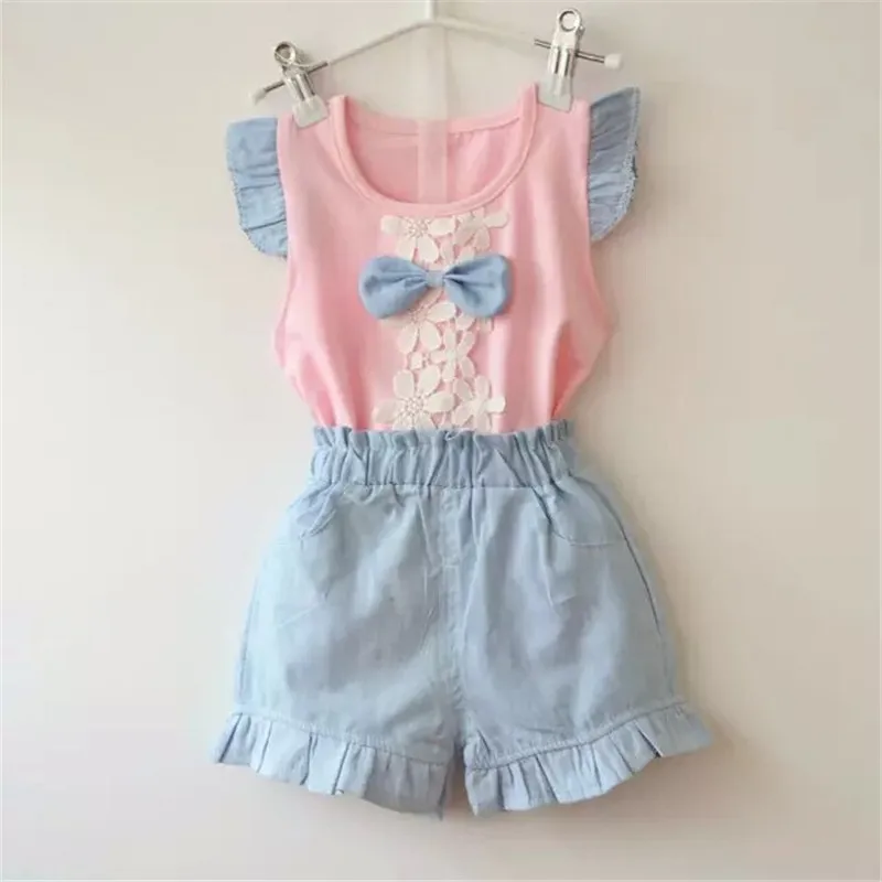 Комплекты летней одежды BibiCola для маленьких девочек новая модная детская одежда