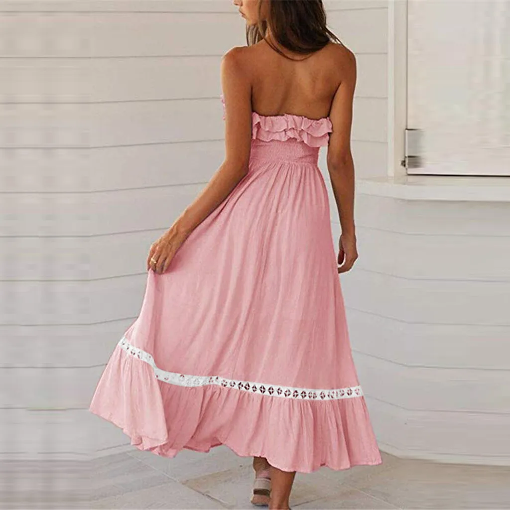 Летнее Повседневное платье женское сексуальное кружевное без рукавов бретелек с