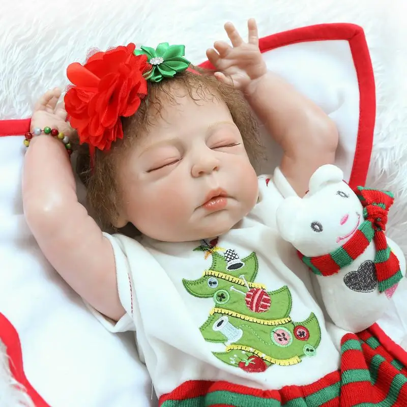 

Xmas Gift 57cm Full silicone body reborn babies Girl dolls Can Bath Lifelike Real Vinyl Bebe Alive Brinquedos Reborn Bonecas