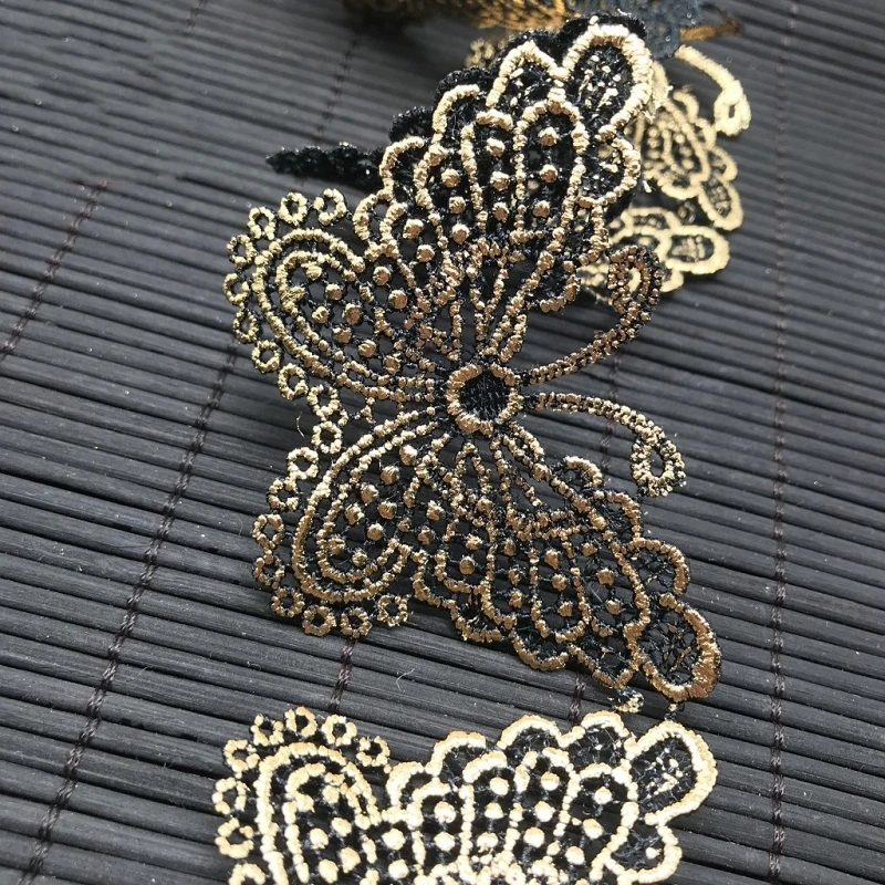 2 ярда/партия золотые бабочки с полыми краями цветочный дизайн для свадебной