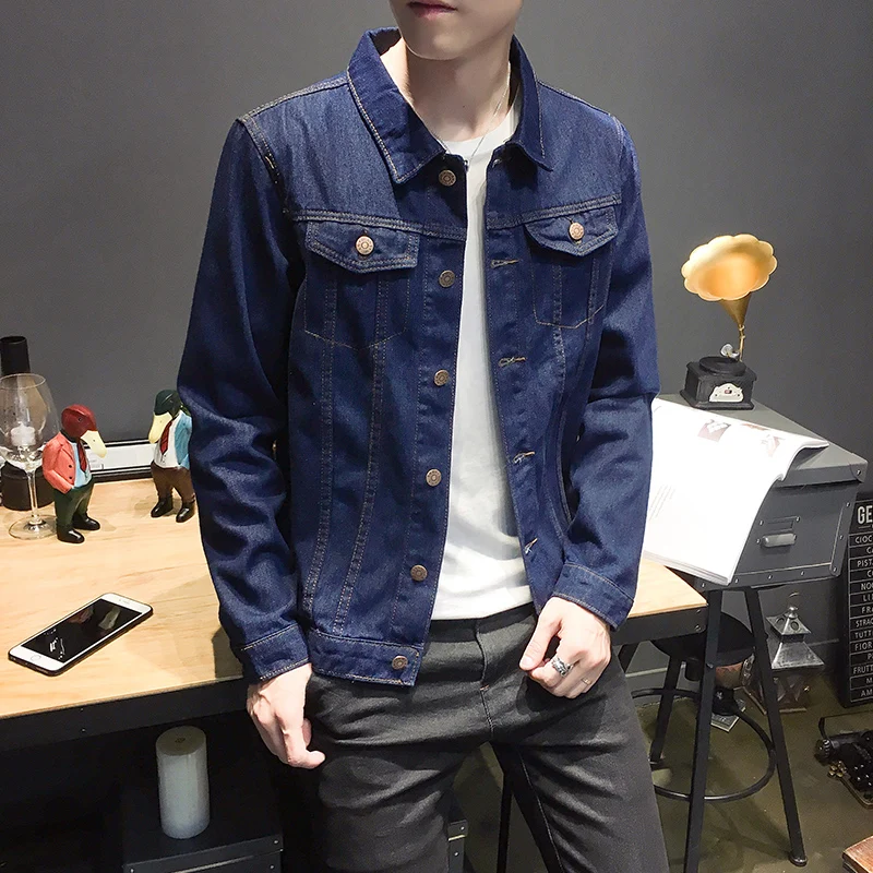 Мужская джинсовая куртка Повседневная модная ковбойская и пальто большие