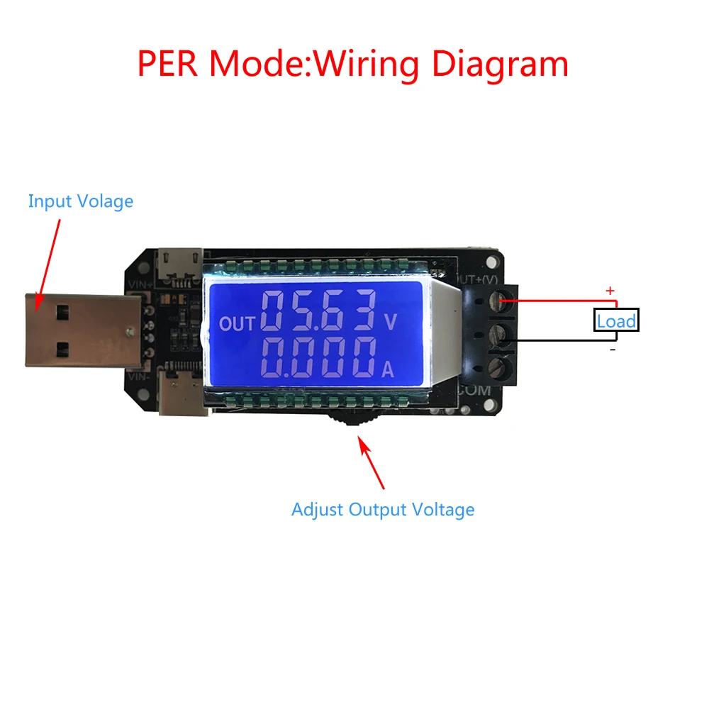 USB понижающий модуль питания DC 5 В до 3 В/9 В/12 В/24 ЖК дисплей Регулируемый