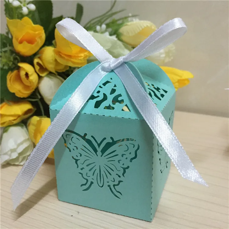 Лазерная вырезка бабочки шаблон Свадебные сувениры конфеты подарок Bomboniere