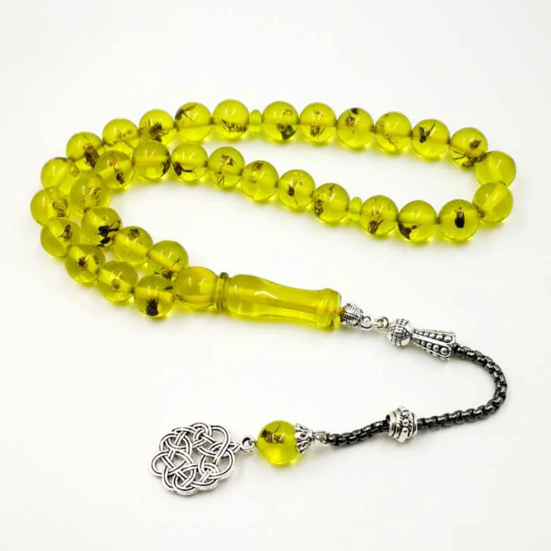 Зеленый полимерный Настоящее насекомых Tasbih мусульманские четки Tesbih ислам молитва бусины человек интимные аксессуары Misbaha ic браслеты с насекомыми