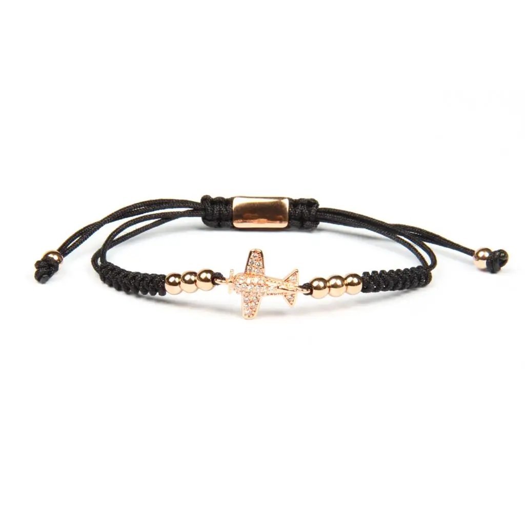 Rose gold Ailatu женский микро Pave Cz авиационный самолет плетеный браслет темперамент индивидуальность ручной Ювелирный классический боец - Окраска металла: Rose gold