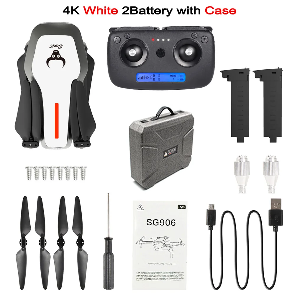 4K 2BAT Case W SG906 gps 5G wifi FPV RC Дрон 4K бесщеточный селфи Дрон с камерой HD RC Квадрокоптер складной Дрон VS Visuo XS816 F11 Дрон - Цвет: 4K 2BAT Case W