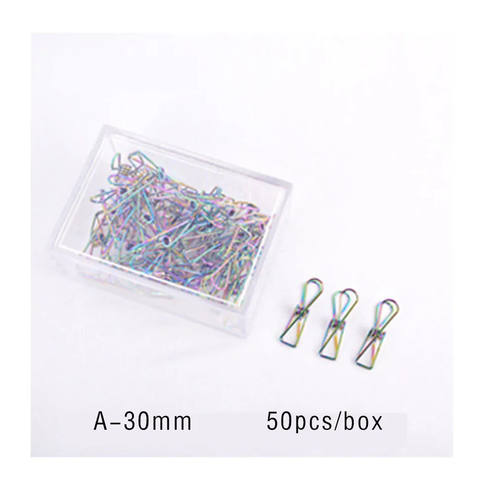 A 30mm 50pcs Новое поступление Модные металлические зажимы ослепительные Красочные полые зажимы креативные милые канцелярские принадлежности Kawaii - Цвет: A 30mm 50pcs