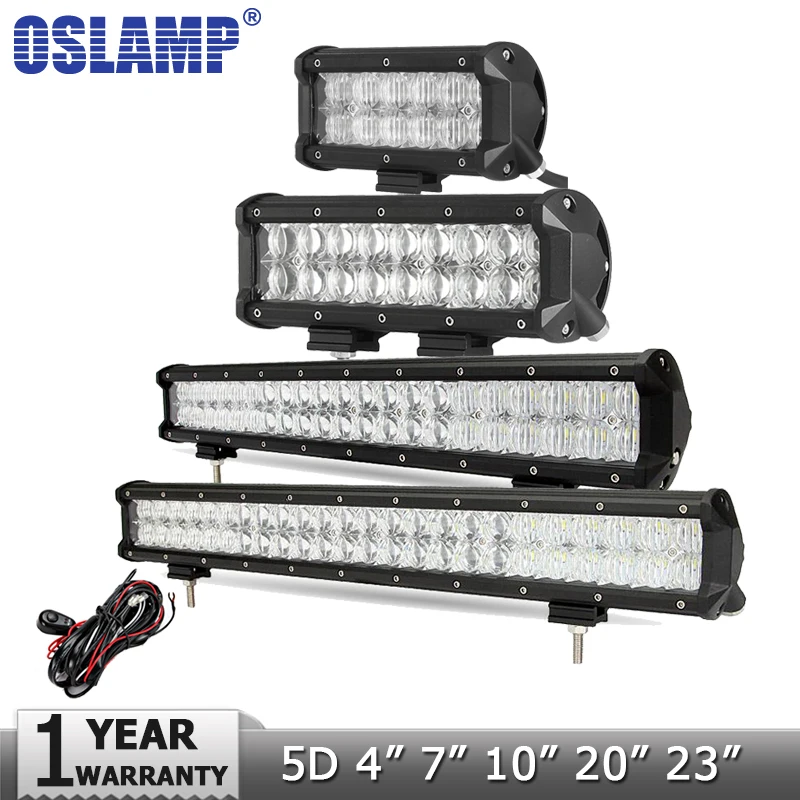 Светодиодная балка Oslamp 5D 4 &quot7&quot 10 &quot20&quot 23 &quot светодиодная для внедорожников