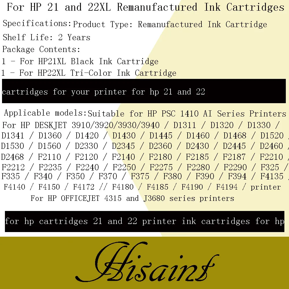 Чернильный картридж для принтера hp 21 и 22 DESKJET 3910 3920 D1311D1320 D1330 D1341 D1360|cartridge for