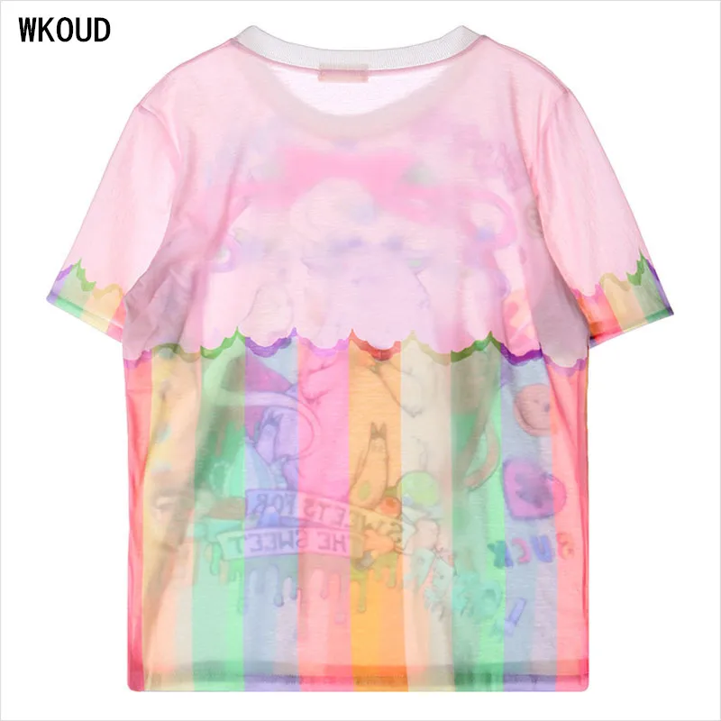 Женские футболки WKOUD модные с принтом персонажа и букв женские летние крутые