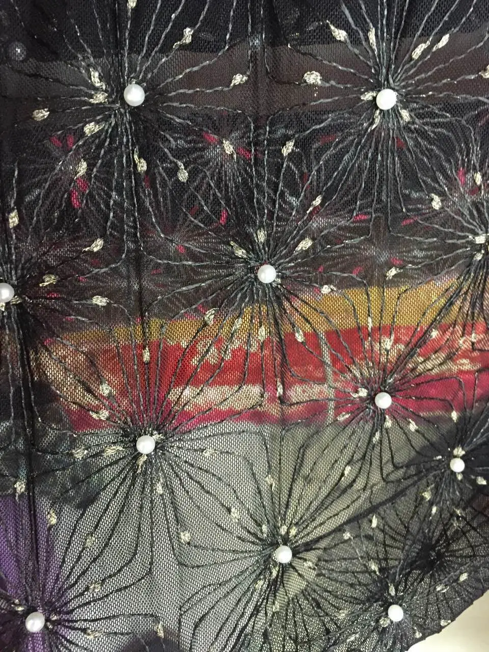 Free Shipping New multi-color hand-beaded embroidery fabric mesh soluble lace Europe fashion dress design | Дом и сад