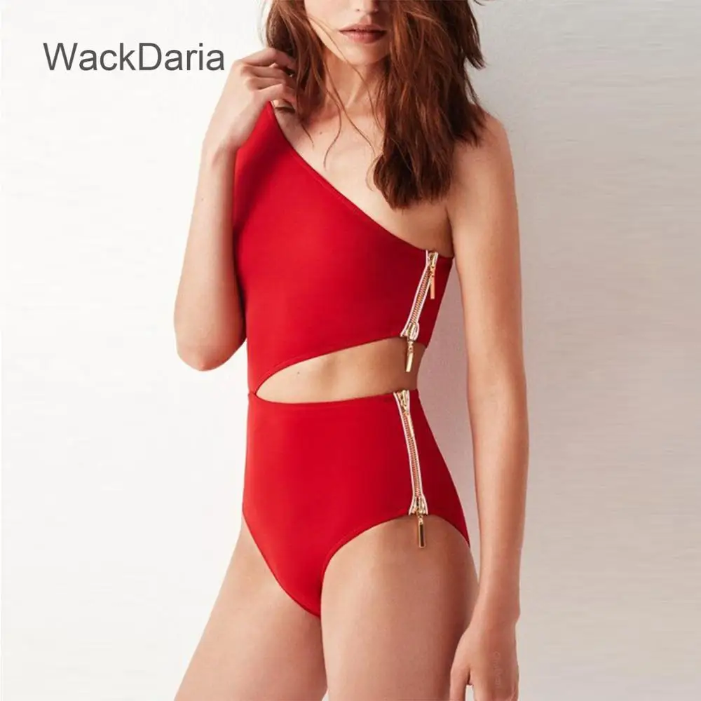 WackDaria, сексуальный женский купальник, цельный, на молнии, 3 цвета, красный/черный/белый, maillot de bian femma, с подкладкой, летний