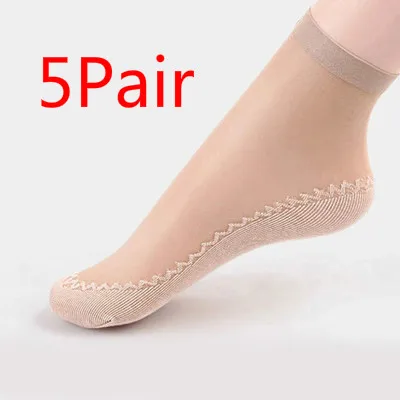 5 Pair 3/5 пар, женские хлопковые носки, короткие летние женские короткие носки, белые, черные нейлоновые сетчатая лодка, носки, тапочки, Chaussette Femme - Цвет: 5 Pair