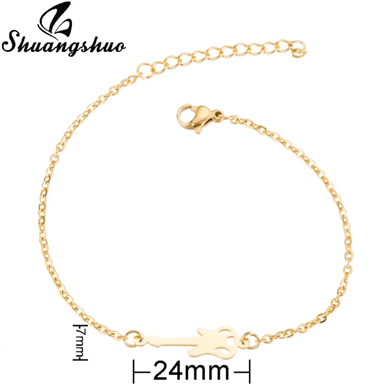 Bracelet SL141G Shuangshuo Шарм браслет с бабочкой для женщин животных нержавеющая сталь звено цепи девушки браслет ювелирные изделия pulseras mujer - Окраска металла: Bracelet SL141G
