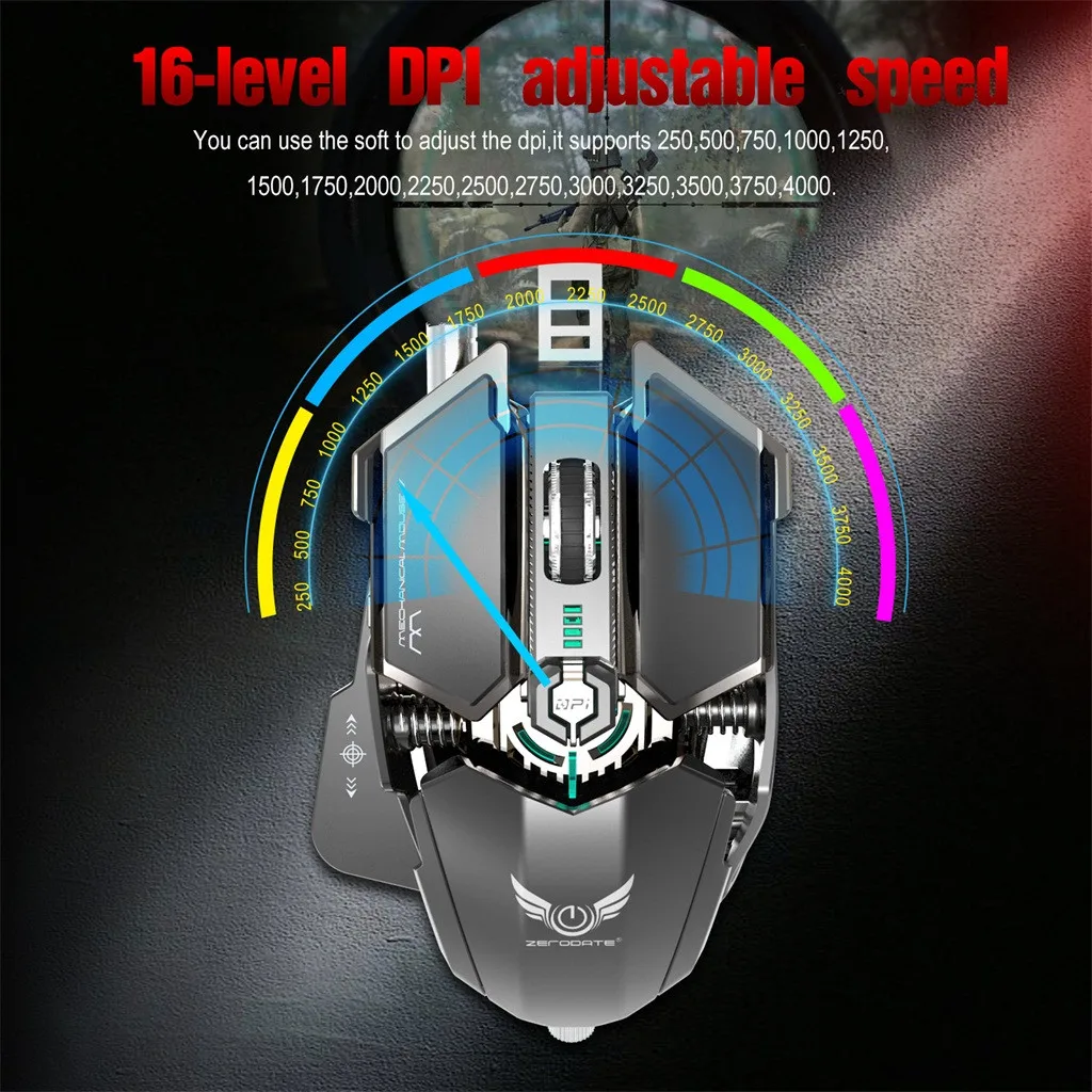 Проводная игровая мышь ZERODATE 4000DPI USB 10 программируемых кнопок YE3.14|Мыши| |