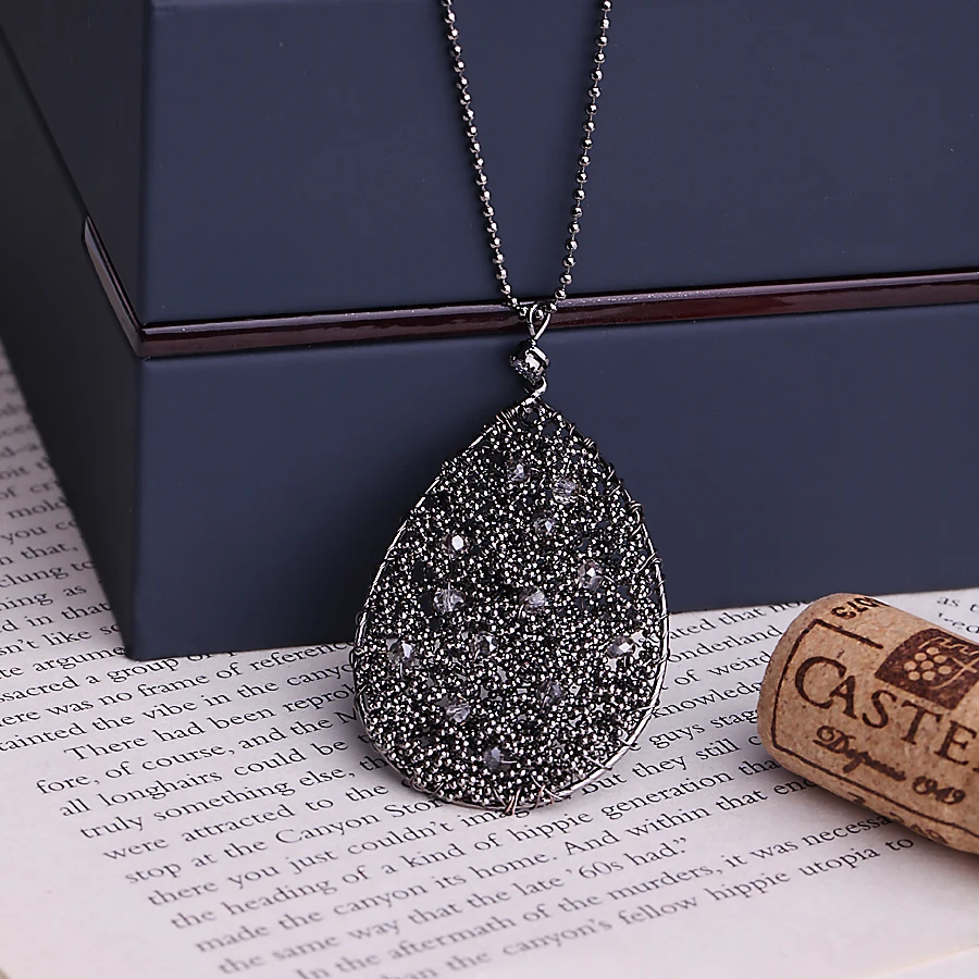 Мода Ожерелья Женщины Бренд Ювелирные Изделия Капли Воды Кристалл Подвески