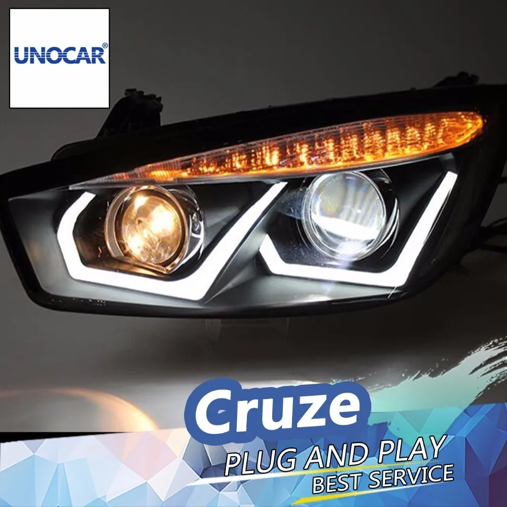 Unocar фара для Chevrolet Cruze 2015 2016 фары светодиодный фар DRL Объектив Двойной Луч