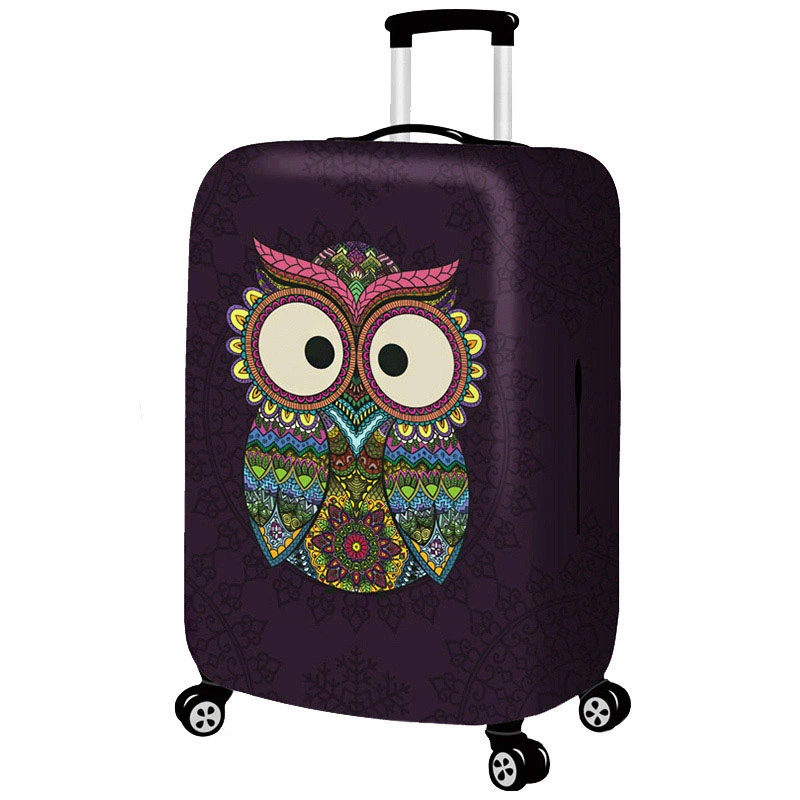 Owl QIAQU толстый Чехол для багажа 3D Животные Эластичный Чемодан протектор подходит для 18-32 чемодана милый кот собака стили аксессуары для путешествий - Цвет: Owl