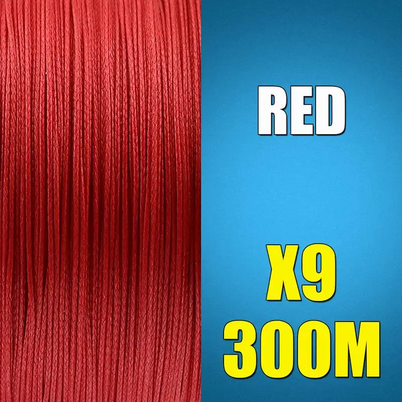 Red Ascon Fish, 9 прядей, 300 м, плетеная леска для ловли карпа, 9 прядей, многонитевая леска, 15-310LB, веревка - Цвет: Red