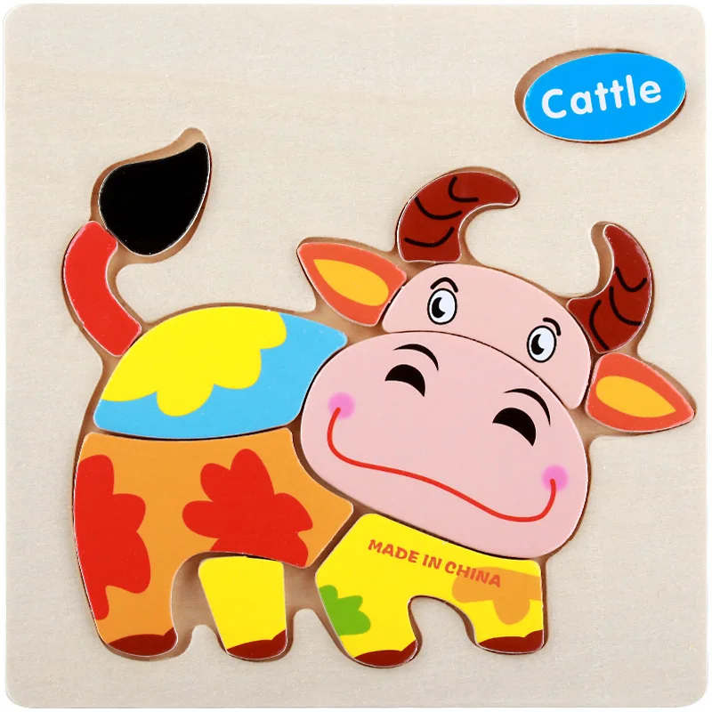 Деревянные 3D Пазлы для детей детские Мультяшные животные дорожные фруктовые