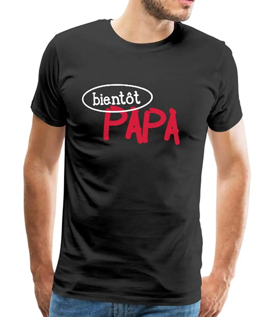 Новая футболка Annonce De Grossesse Bientot Papa премиум класса Homme уличная бойфренда подарок
