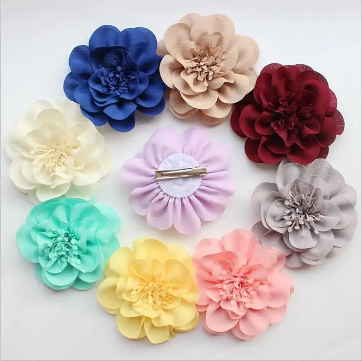 

100pcs/lot Chiffon Rosette Flat Back For Headbands, Baby Girls Flower Headband Baby Shower Gift Photo props 11 colors