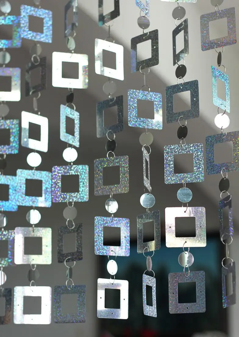 Интерьер DIY Лазерный квадратный Блестящий Декор дверь занавеска фестиваль