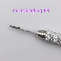 50pcs permanent makeup 3d fog eyebrow tattoo microblading needle r9 bevel round needles for manual tebori embroidery pen