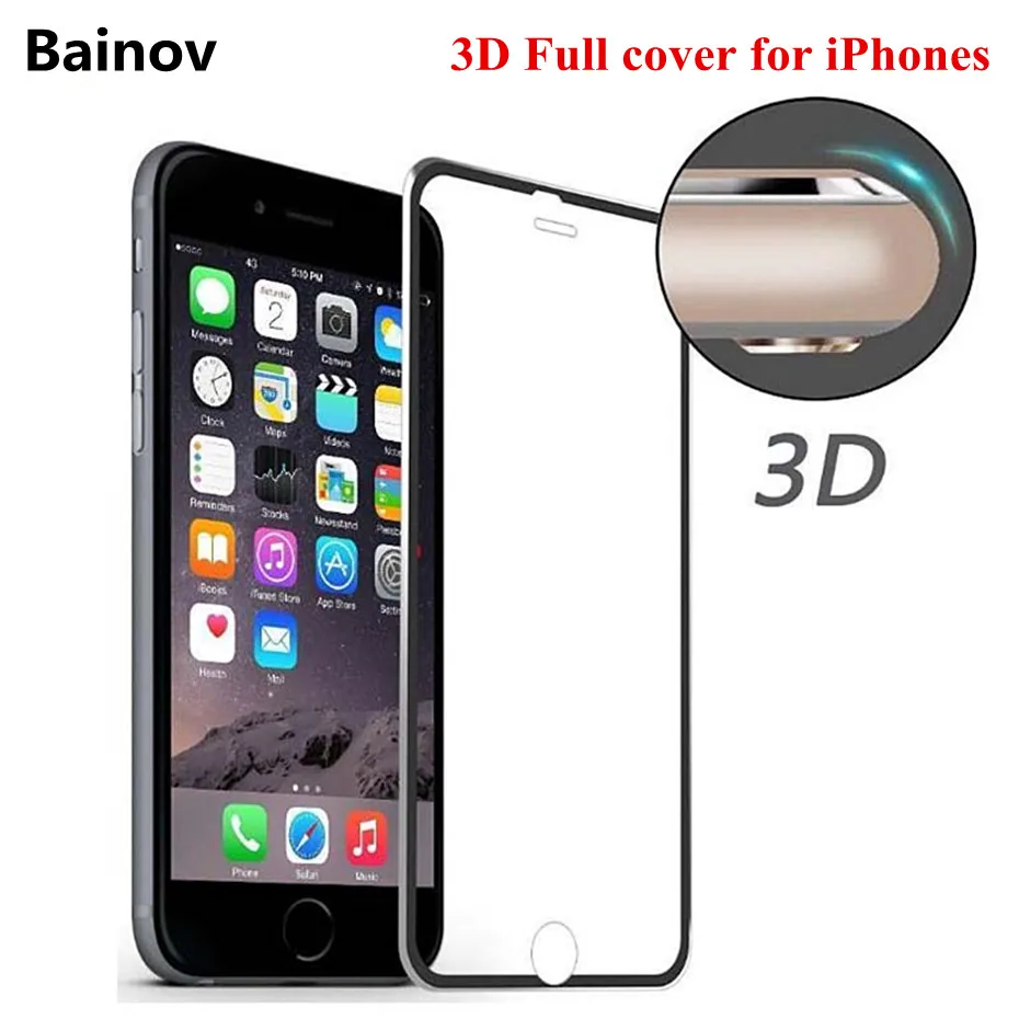 Для iphone 7 8 6s x xs max glass 3D полное покрытие из закаленного стекла на 6 plus 5s se Защитная
