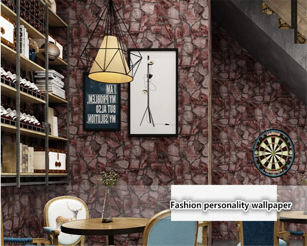 Обои из ПВХ Ретро винтажный каменный мраморный узор обои для ресторана бара кафе