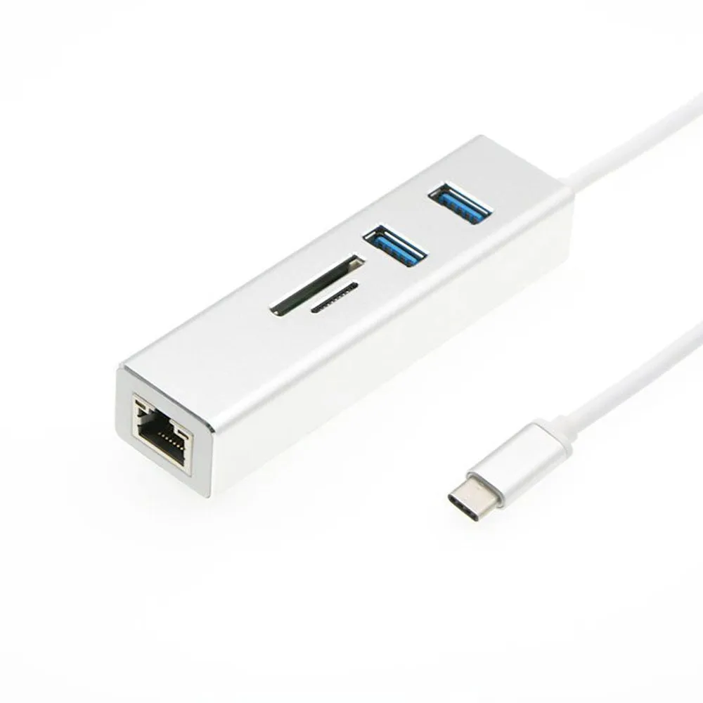5 в 1 USB C концентратор type до 2 портов USB3.0 + TF/SD карта RJ45 LAN (выход) usb адаптер Multifunion для