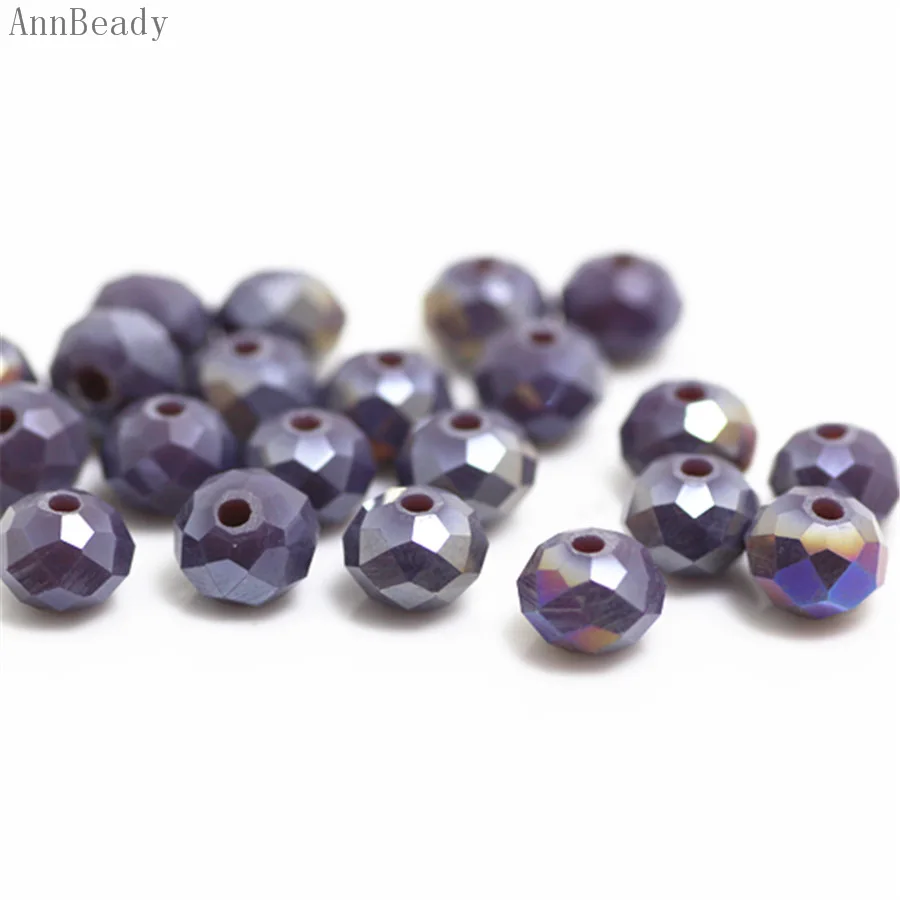 solid purple ab AnnBeady фиолетовый АВ 4 цвета x6mm, 50 шт в наборе, камушки-бусинки Rondelle, австрийский кристалл, с украшением в виде кристаллов Стекло бусины Свободные Spacer Бусины для изготовления ювелирных изделий - Цвет: solid purple ab