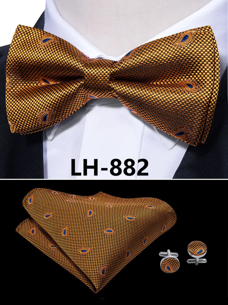 LF-803 Barry.Wang, модные мужские галстуки-бабочки из шелка, белые галстуки-бабочки Пейсли для мужчин, Свадебные вечерние галстуки для жениха, подарок для мужчин - Цвет: LH-882