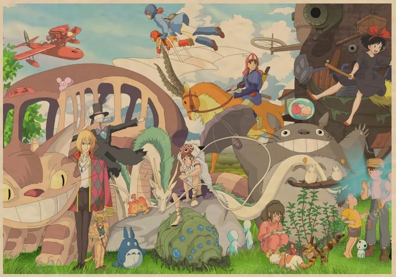 Мультяшный постер из мультфильма Унесенные призраками Хаяо Миядзаки крафт