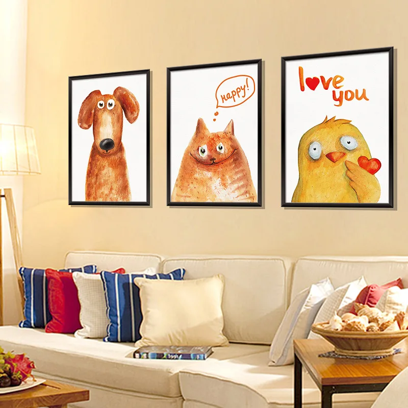 Cute Animals Photo Frame Vinyl Wall Stickers Kindergarten Kids room Decor Removable Cat Dog Chick Decals Art Murals dc18 | Дом и сад