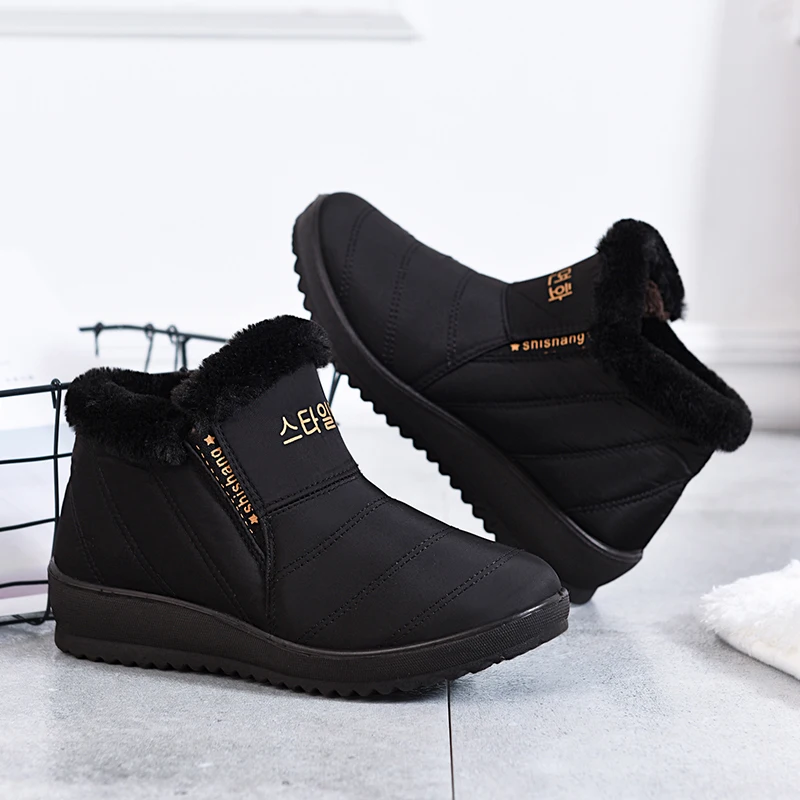 New Fashion Men Winter Shoes Solid Color Snow Boots Plush Inside Antiskid Bottom Keep Warm Waterproof | Обувь