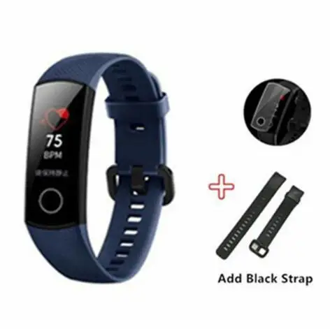add black strap film Смарт-браслет huawei Honor Band 4 Amoled, цветной сенсорный экран 0,95 дюйма, для плавания, для обнаружения пульса и сна - Цвет: add black strap film