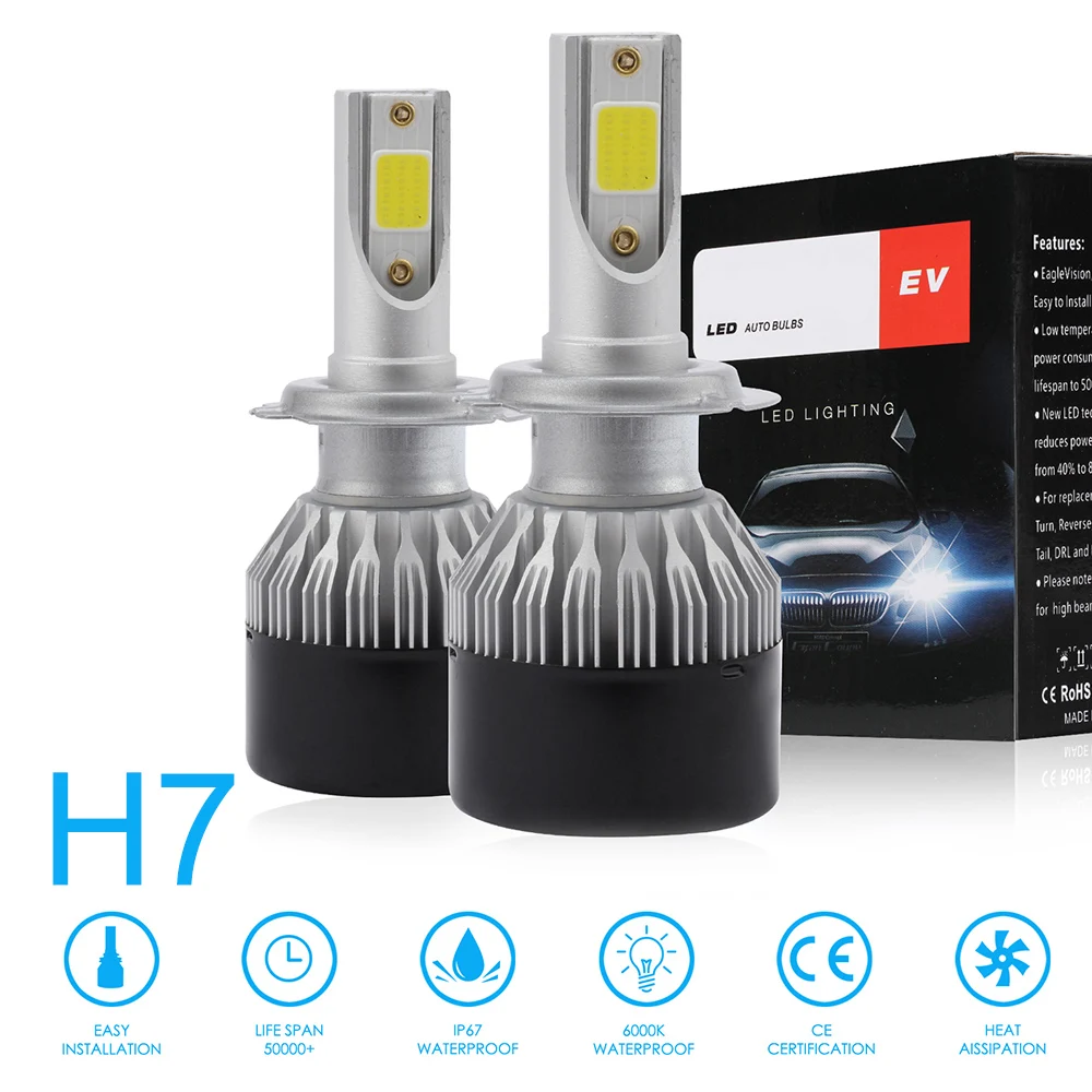 2 шт. H1 H7 H8 H9 H11 9006 HB4 9005 HB3 EV9 72W фары для 8000LM 6000K светодиодный автомобилей головной